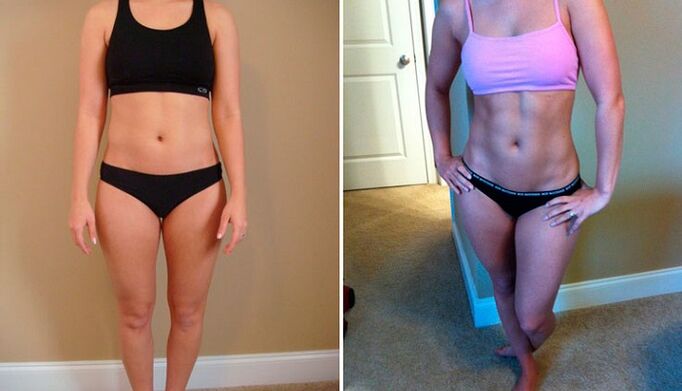vor und nach dem Abnehmen von 10 kg pro Monat